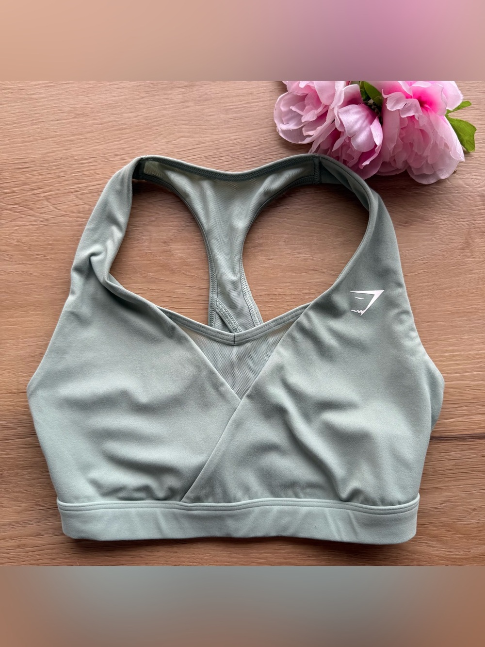 Gymshark Sage Green Cross-Front Racerback Sports Bra XS